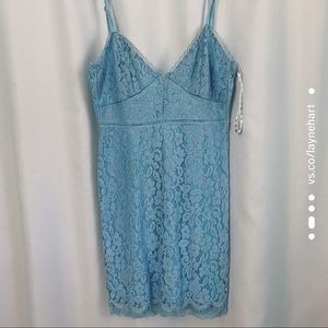 light blue floral lace bodycon mini dress